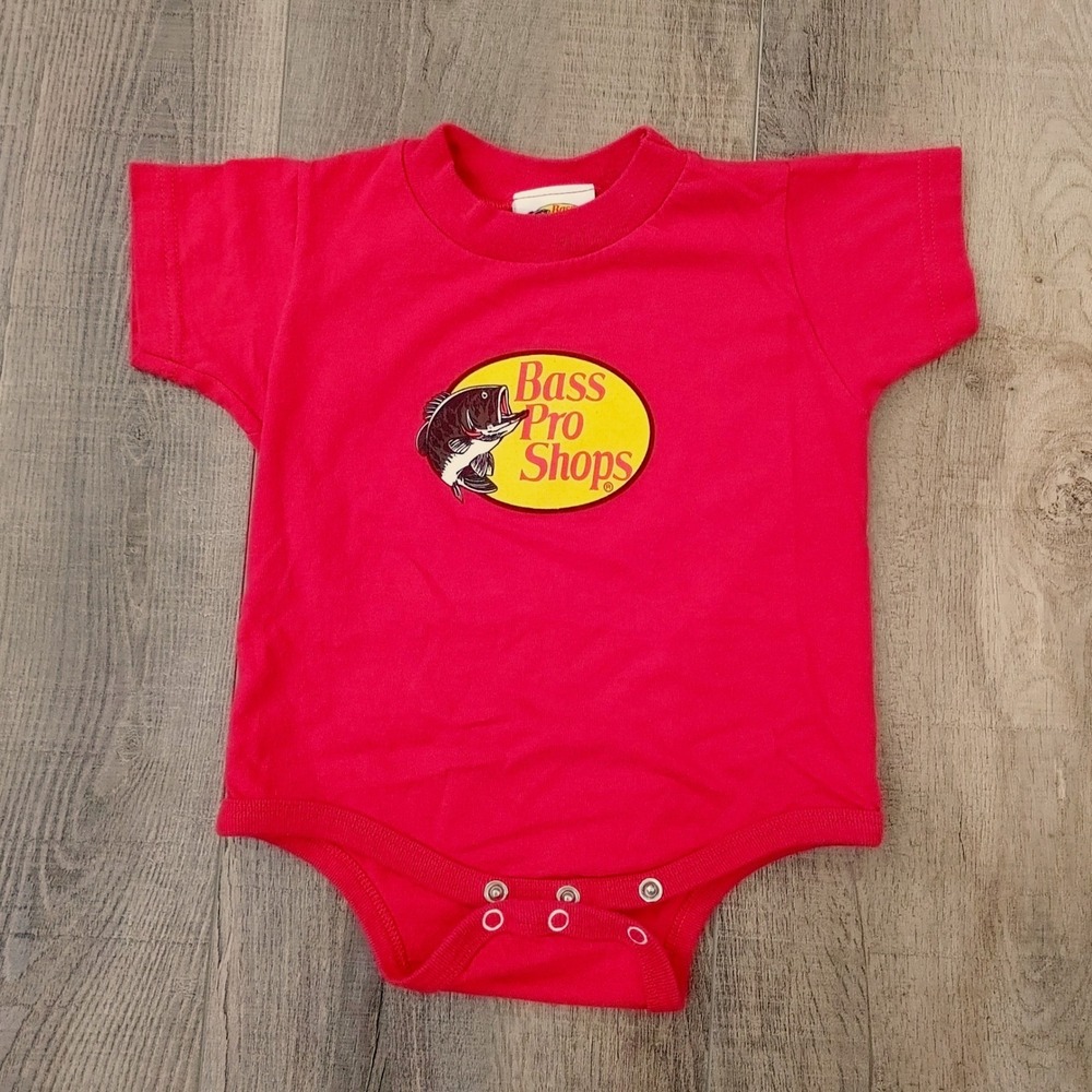 Bass Pro Shops Red Graphic Bodysuit Infant 18 Months Short Sleeve Cotton Logo